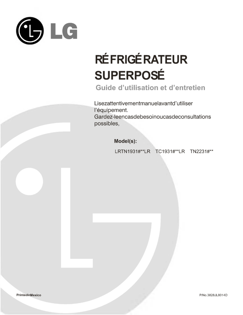 First page image of the manual for LRTN19311WW