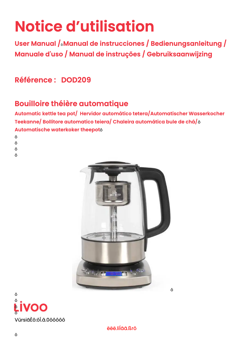 Page 1 de la notice Manuel utilisateur Livoo DOD209