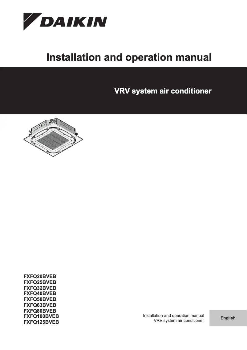 First page image of the manual for FXFQ20BVEB