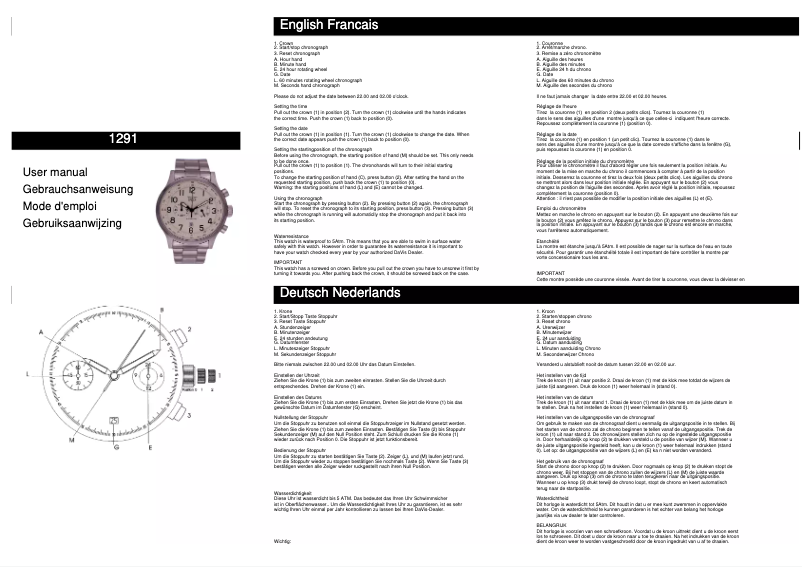 First page image of the manual for 1291