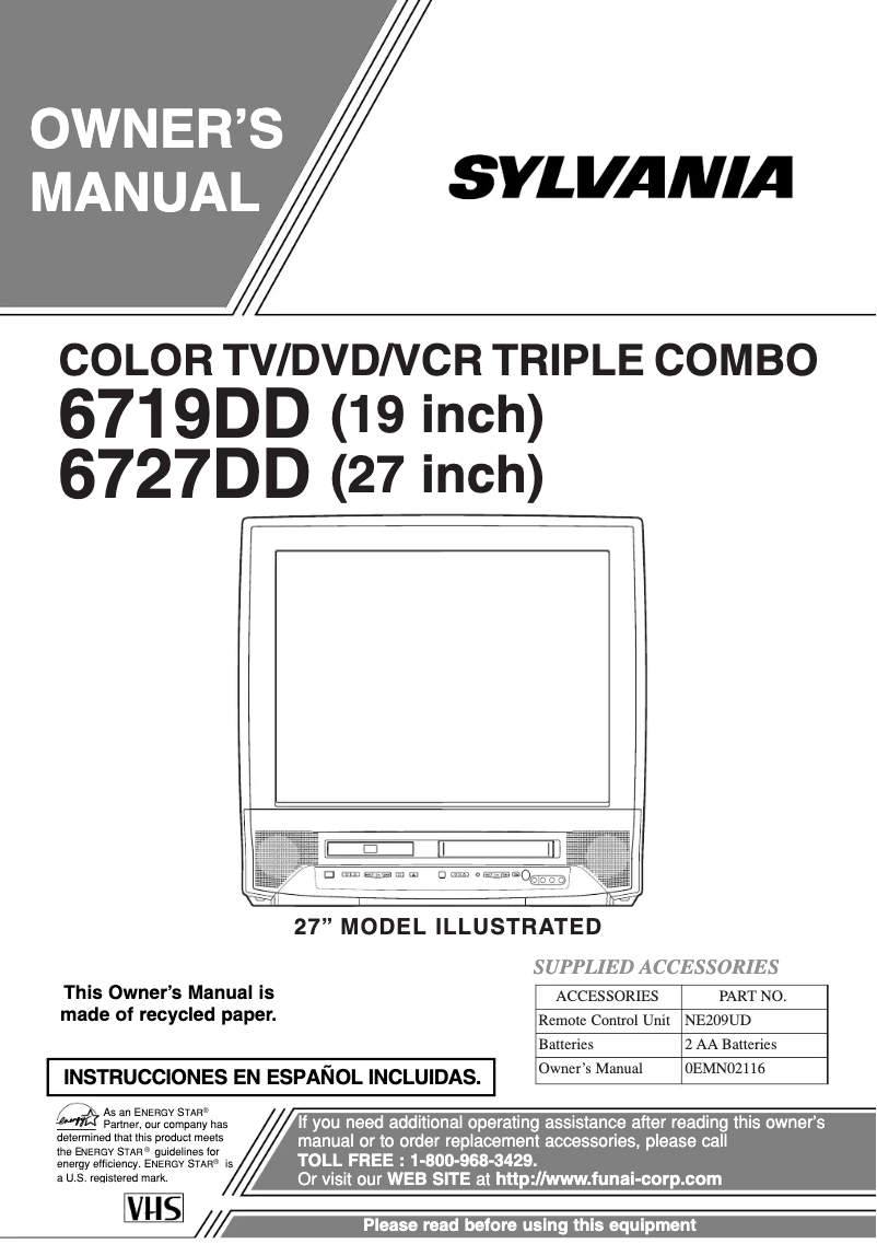 Page 1 of the manual User Manual Sylvania 6719DD