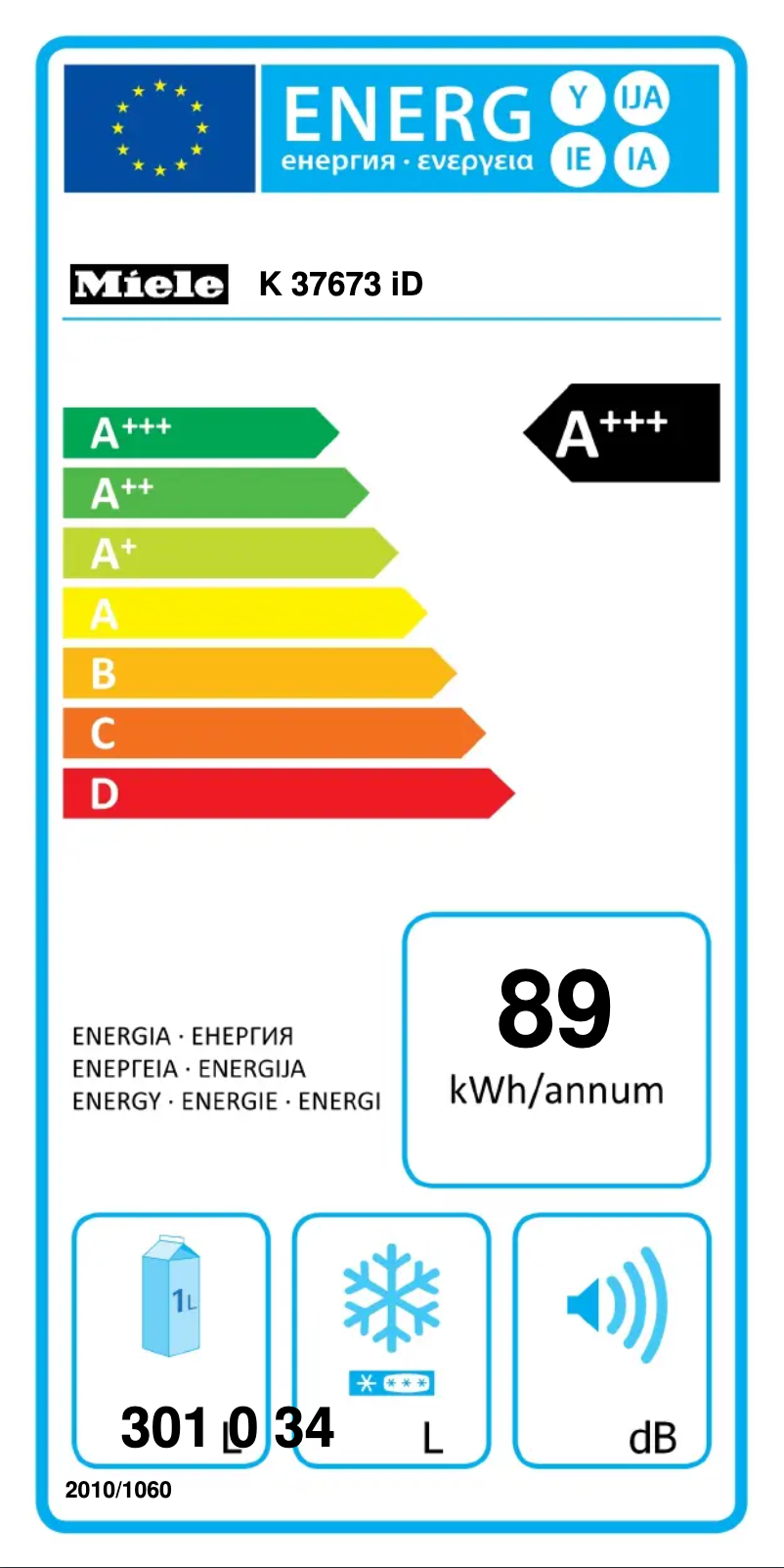 Page 1 of the manual User Manual Miele K 37673 ID