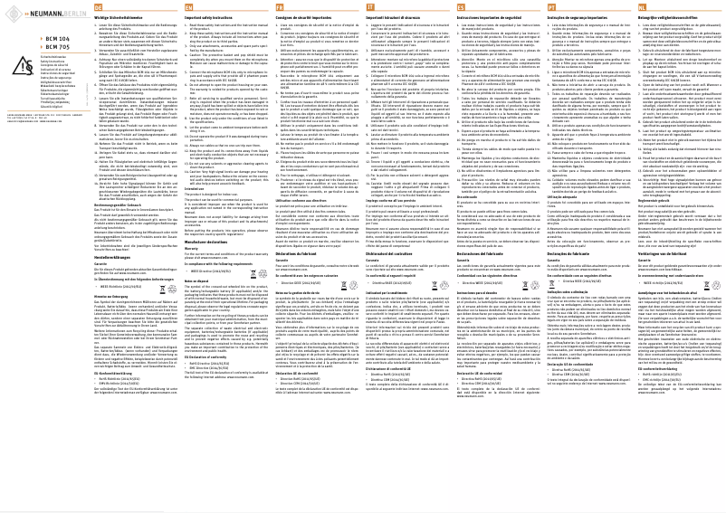 Image de la première page du manuel de l'appareil BCM 705