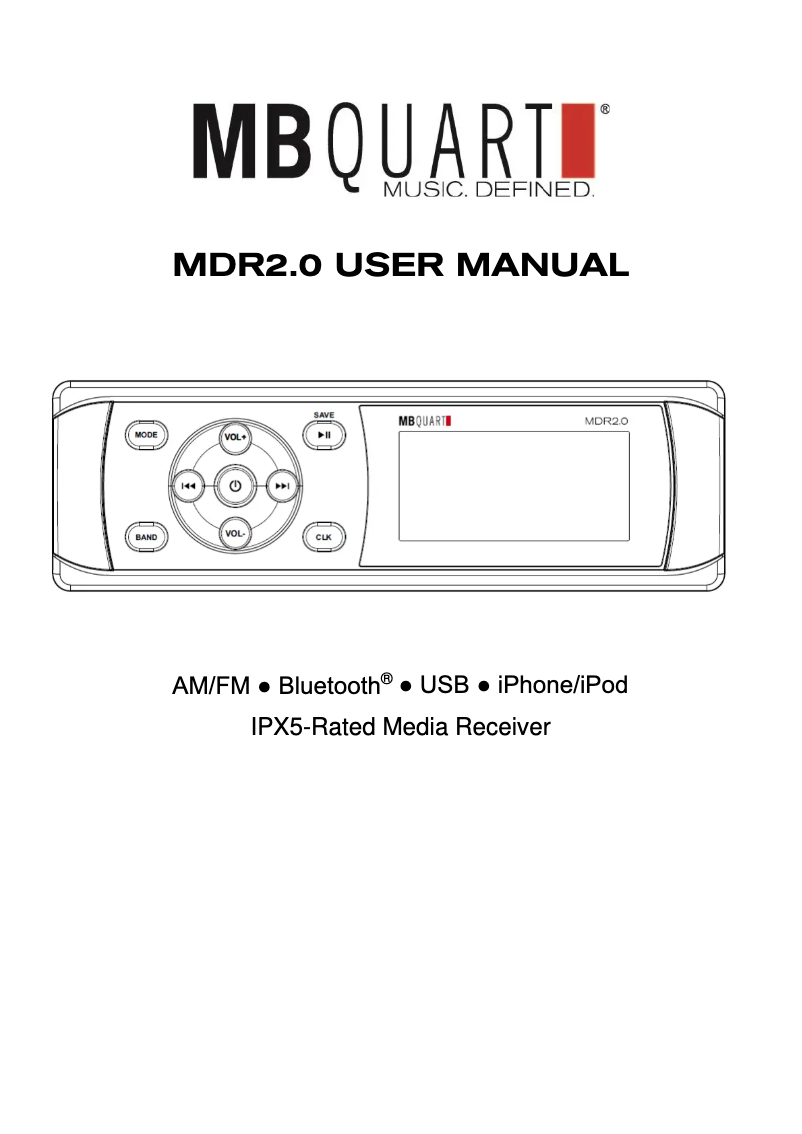 Page 1 of the manual User Manual MB Quart MDR2.0