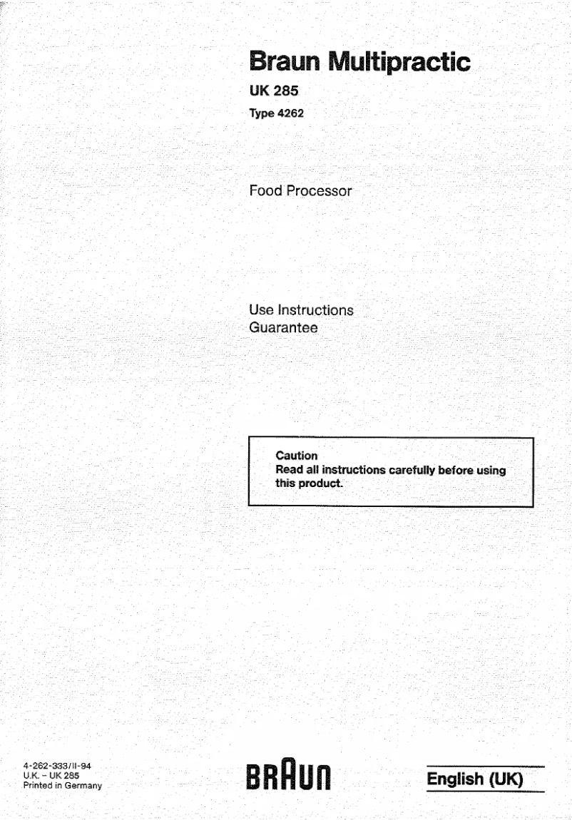 Page 1 of the manual User Manual Braun Multipratic type 4262