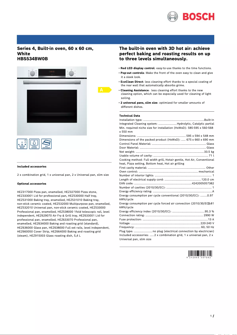 First page image of the manual for Serie 4 HBS534BW0B