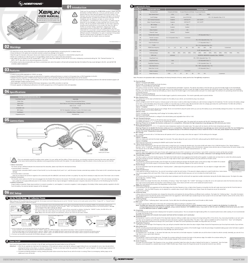 First page image of the manual for XeRun XR10 Stock Spec G2