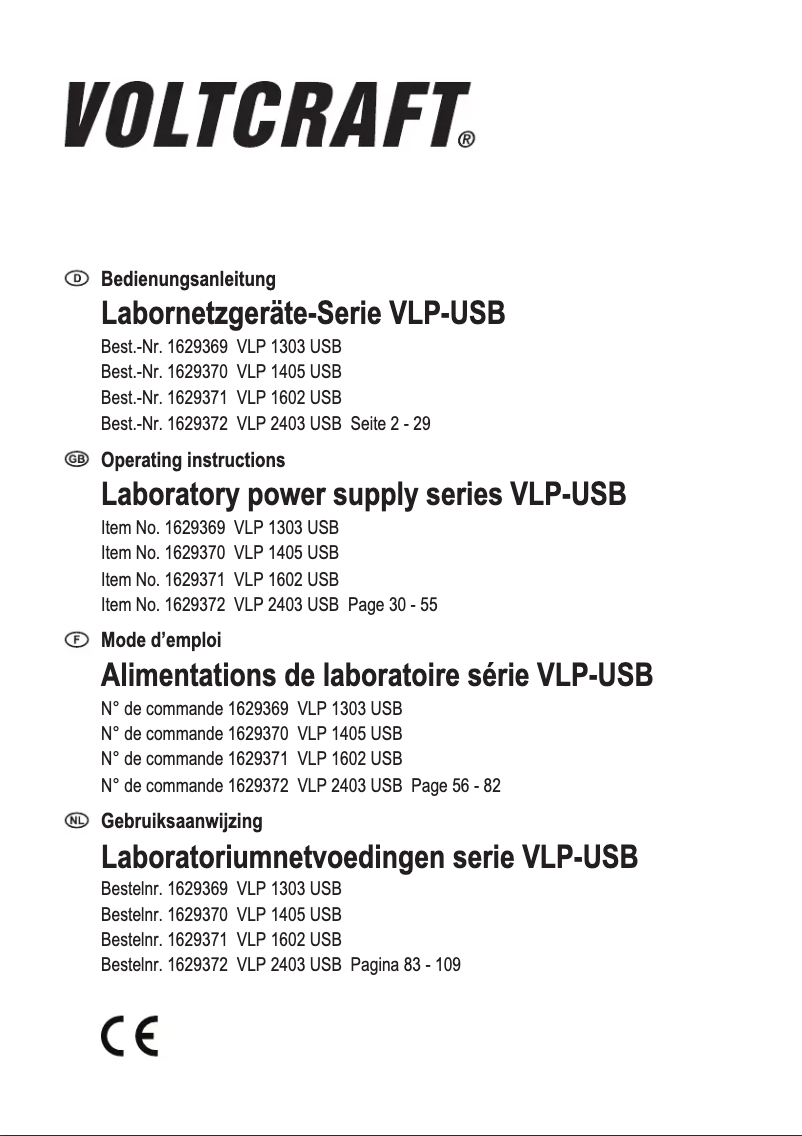 First page image of the manual for VLP-2403 USB
