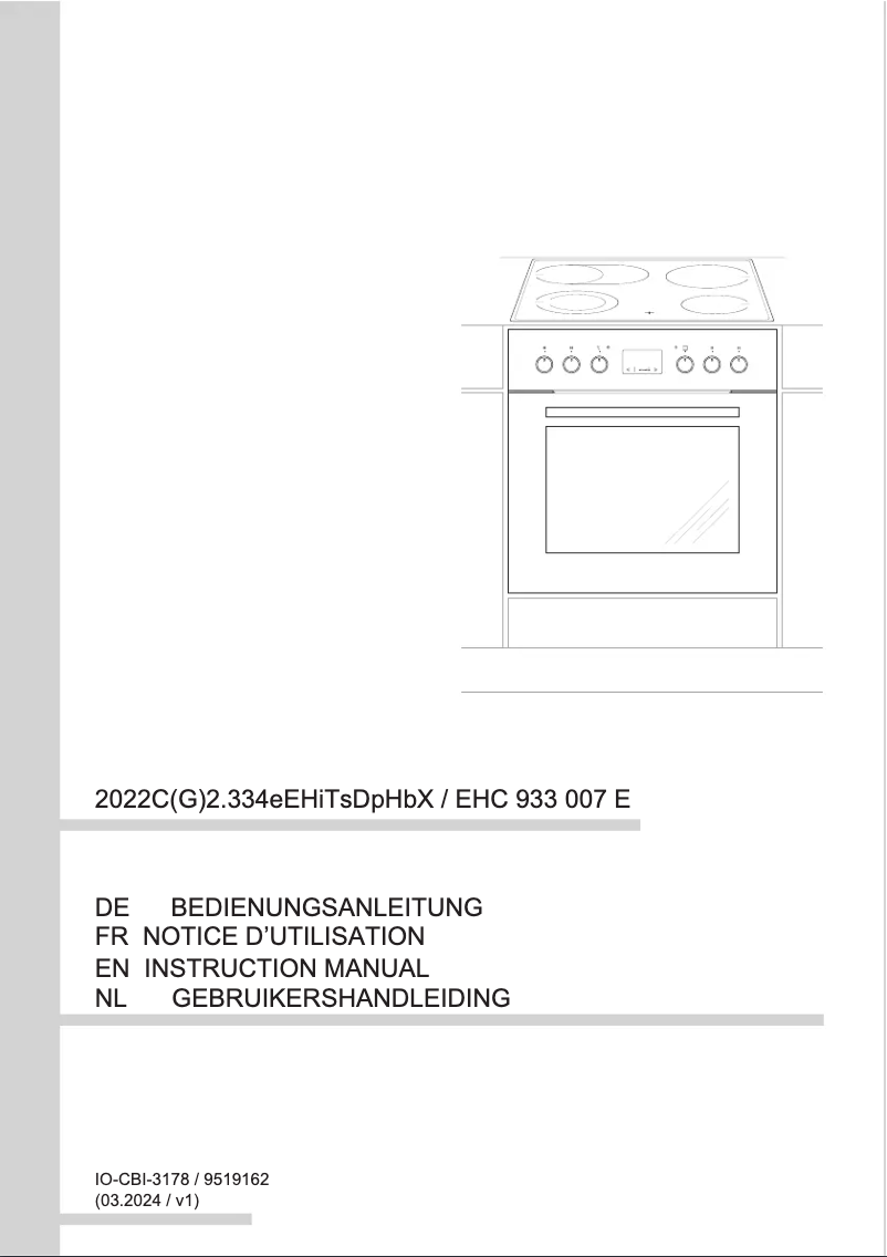 First page image of the manual for EHC 933 007 E