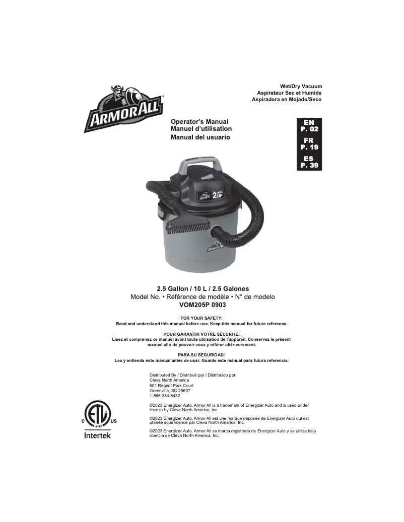 First page image of the manual for VOM205P 0903