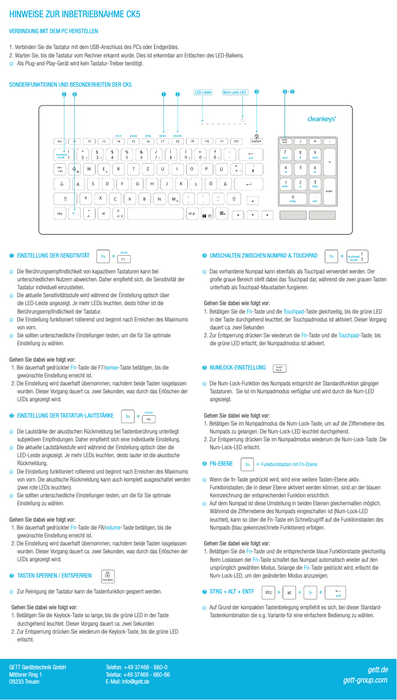 Page 1 of the manual User Manual GETT CK5