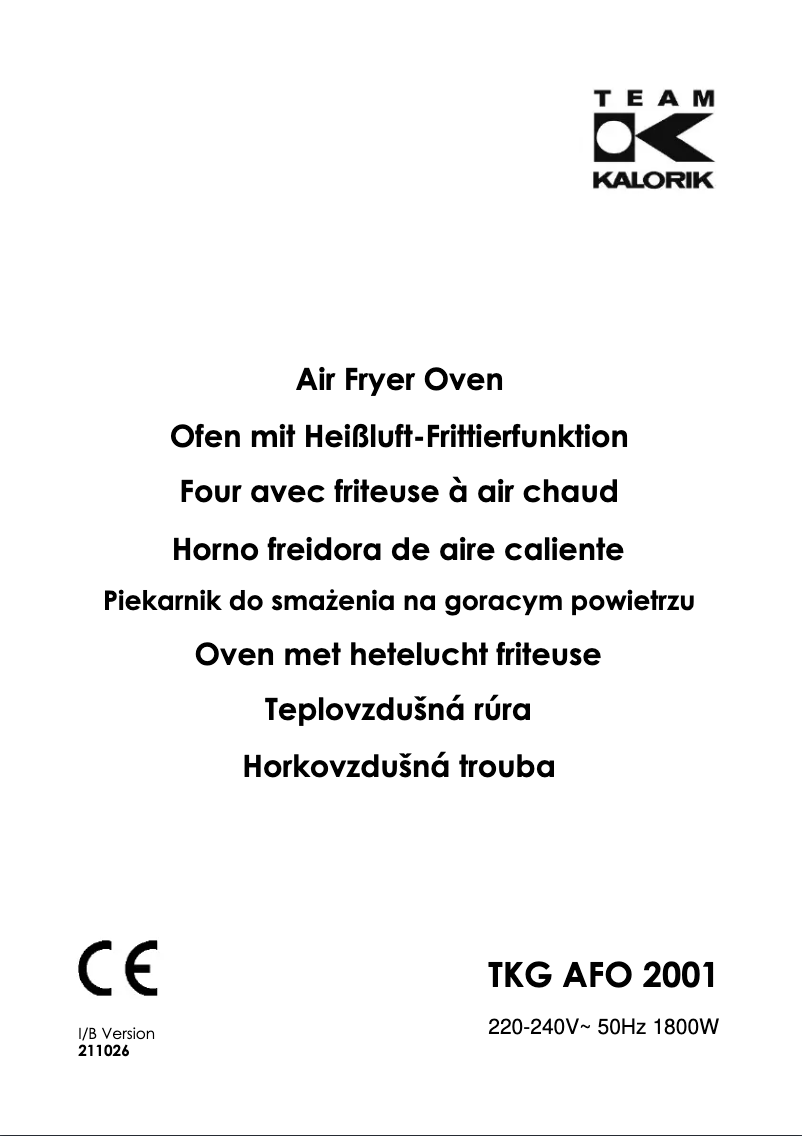 Page 1 of the manual User Manual Kalorik TKG AFO 2001