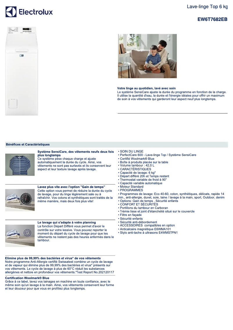 First page image of the manual for EW6T7682EB