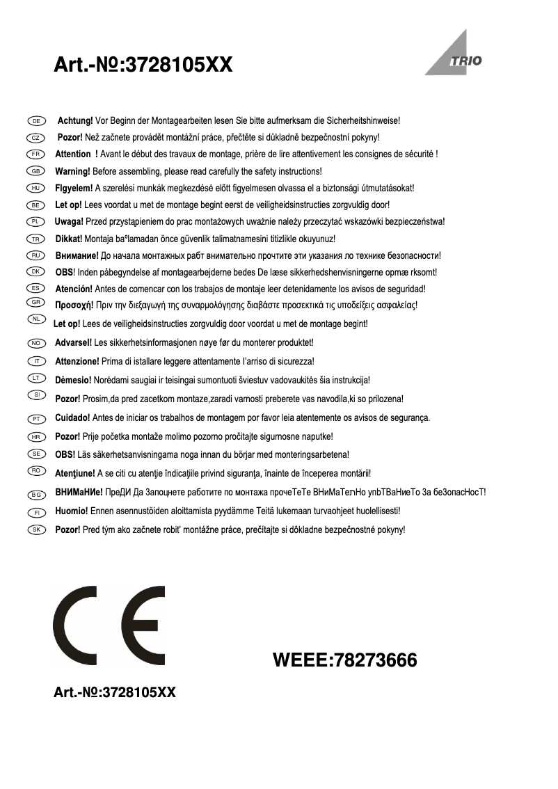 First page image of the manual for Bolou 372810501