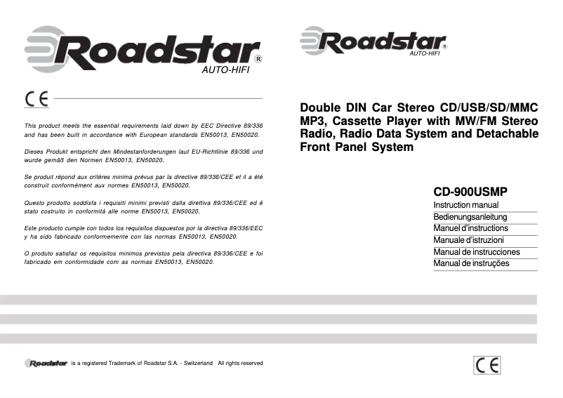 Page 1 of the manual User Manual Roadstar CD-900USMP