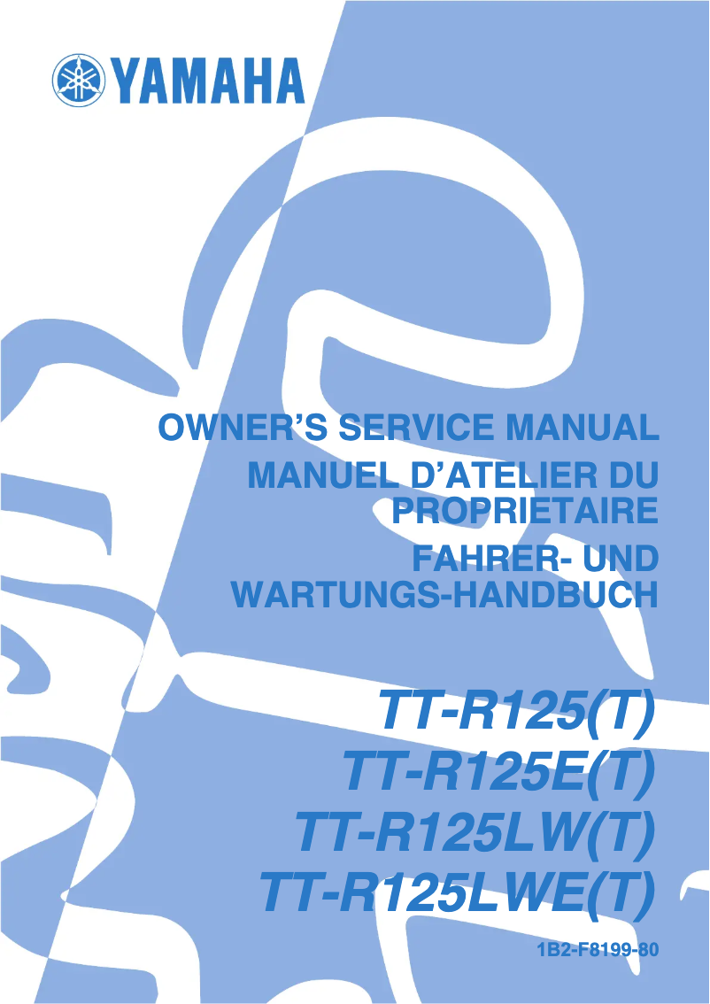 First page image of the manual for TT-R125E (2004)