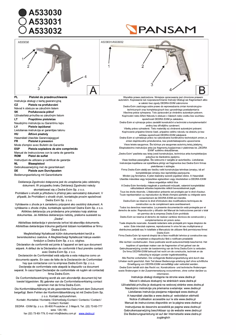 First page image of the manual for A533030