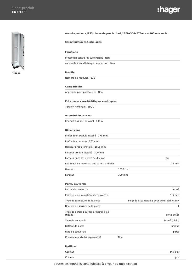 First page image of the manual for FR11E1