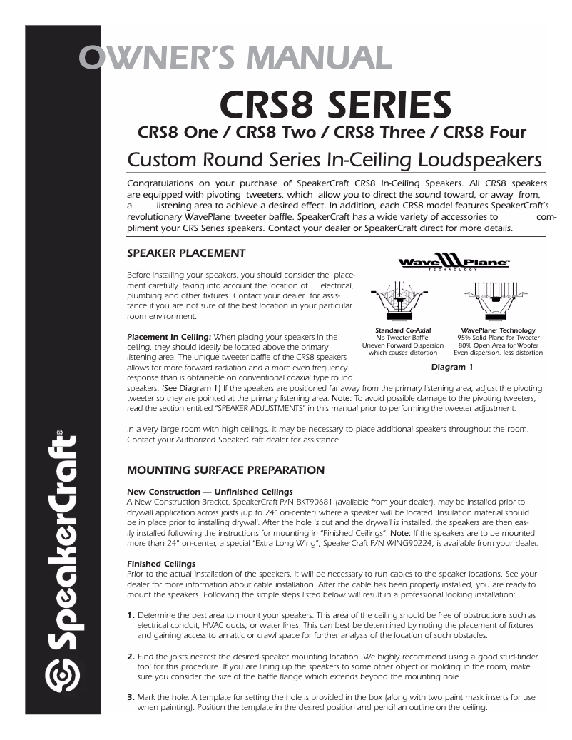 First page image of the manual for CRS8 Three
