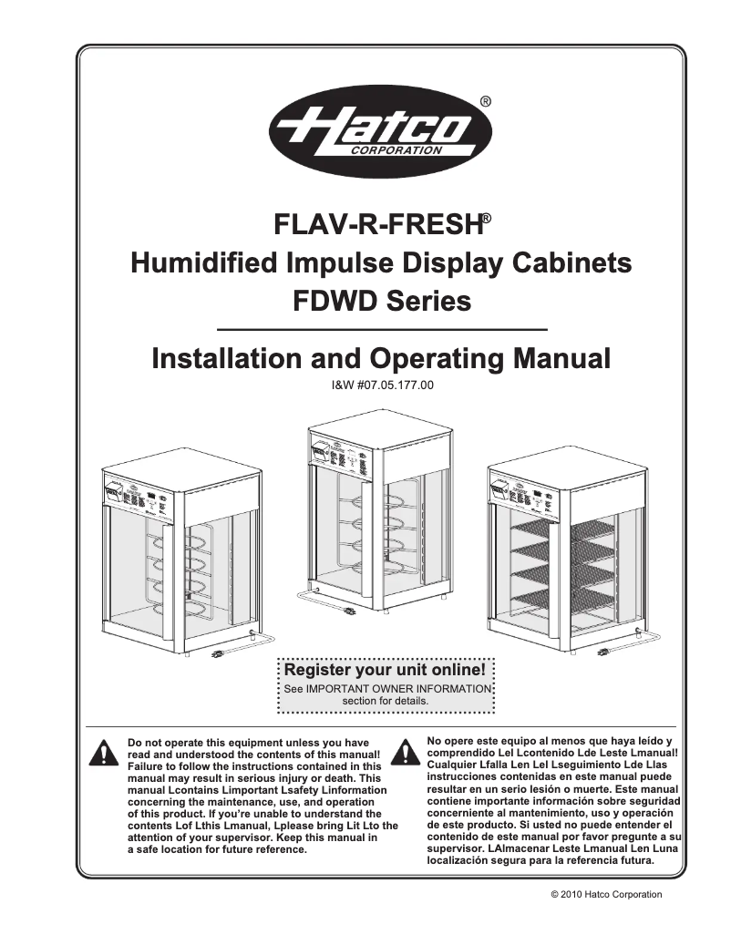 First page image of the manual for Flav-R-Fresh FDWD-2