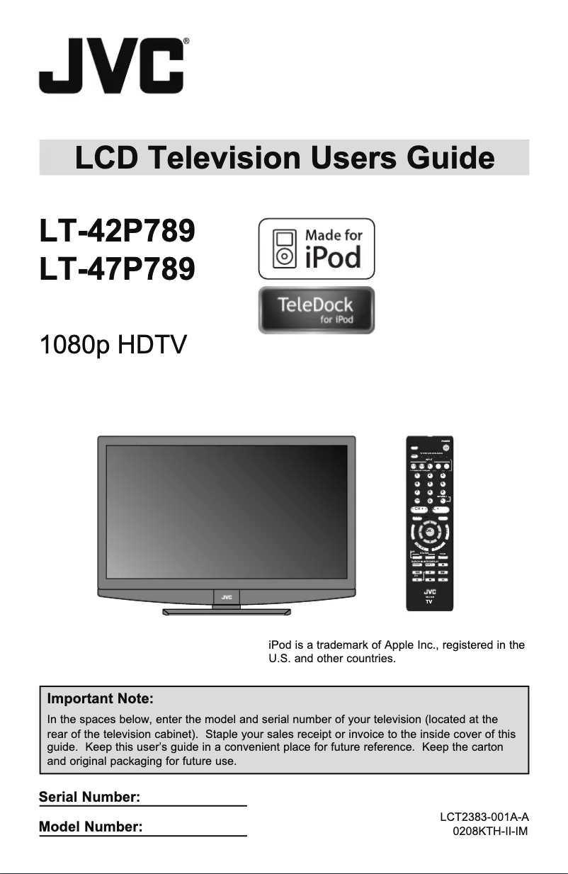 First page image of the manual for LT-42P789