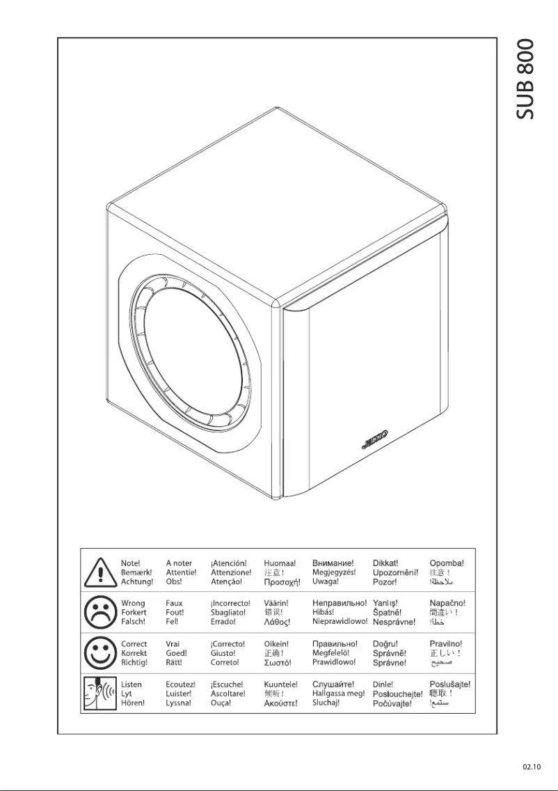 Page 1 of the manual User Manual Jamo SUB 800