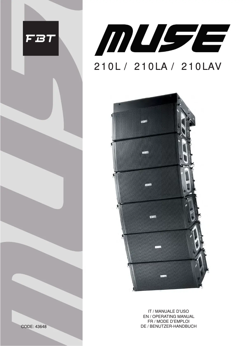Page 1 of the manual User Manual FBT MUSE 210L