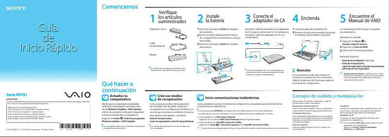 First page image of the manual for Vaio VPCS131FM
