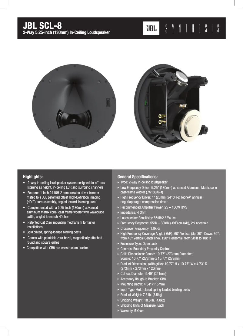 First page image of the manual for Synthesis SCL-8
