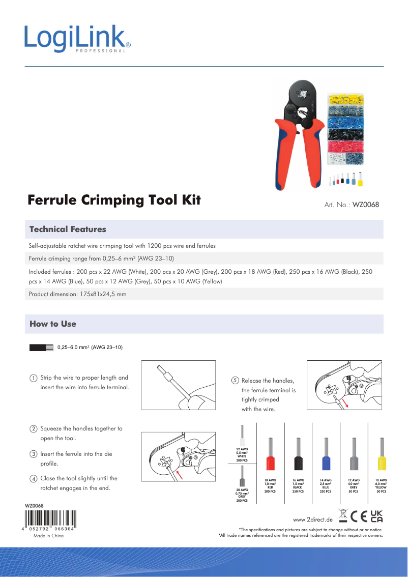 First page image of the manual for WZ0068