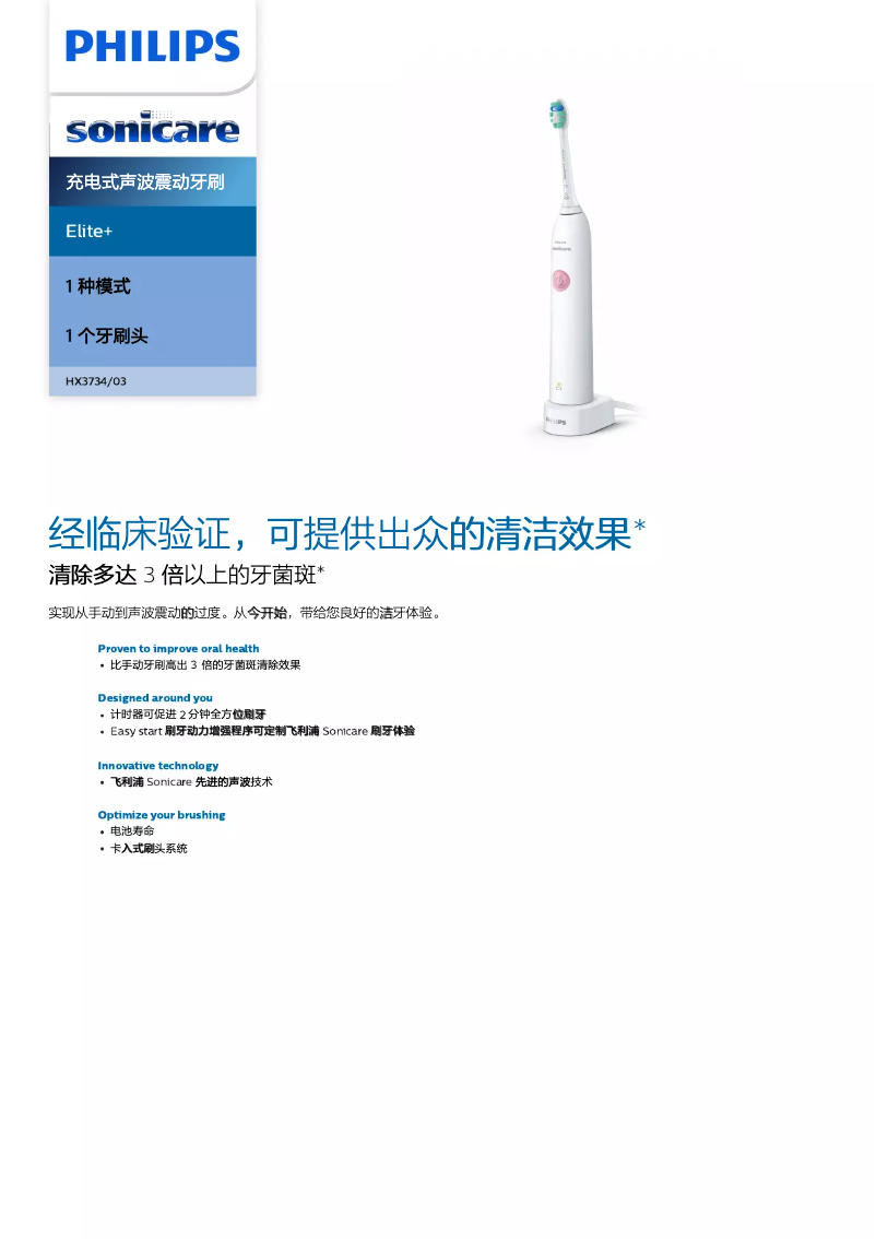 First page image of the manual for Sonicare DailyClean HX3734