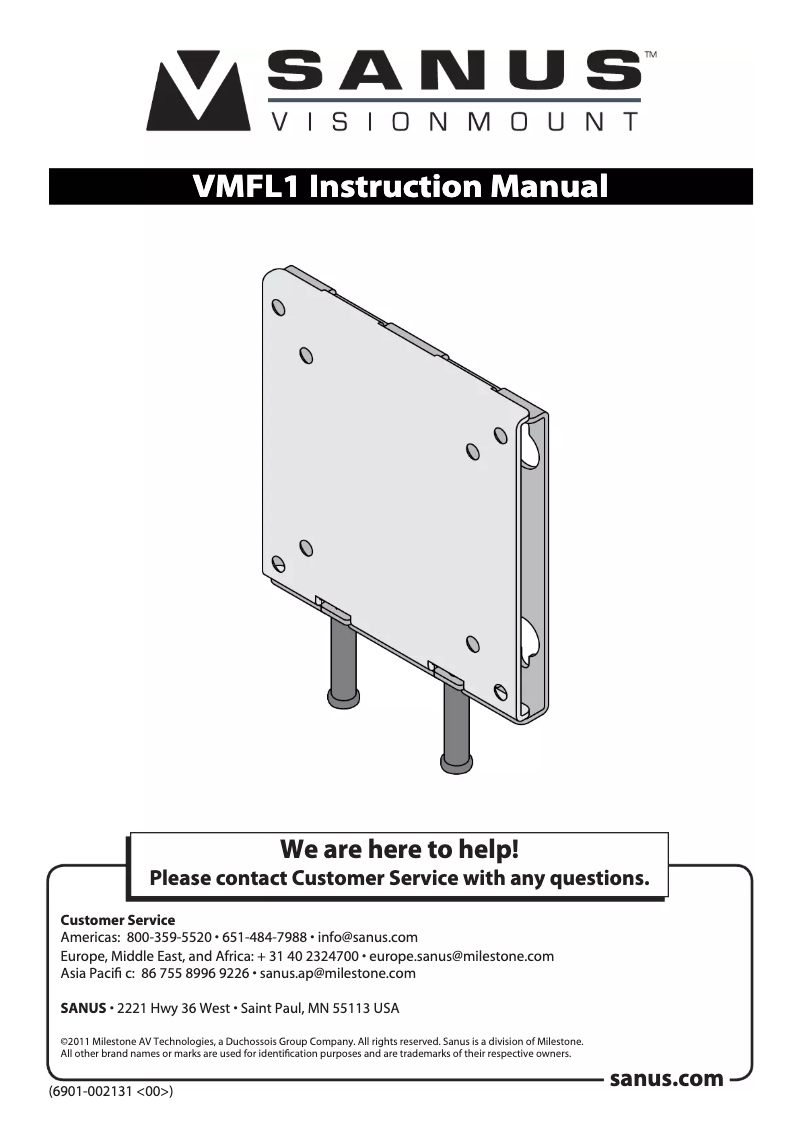 Page 1 of the manual User Manual Sanus VisionMount VMFL1