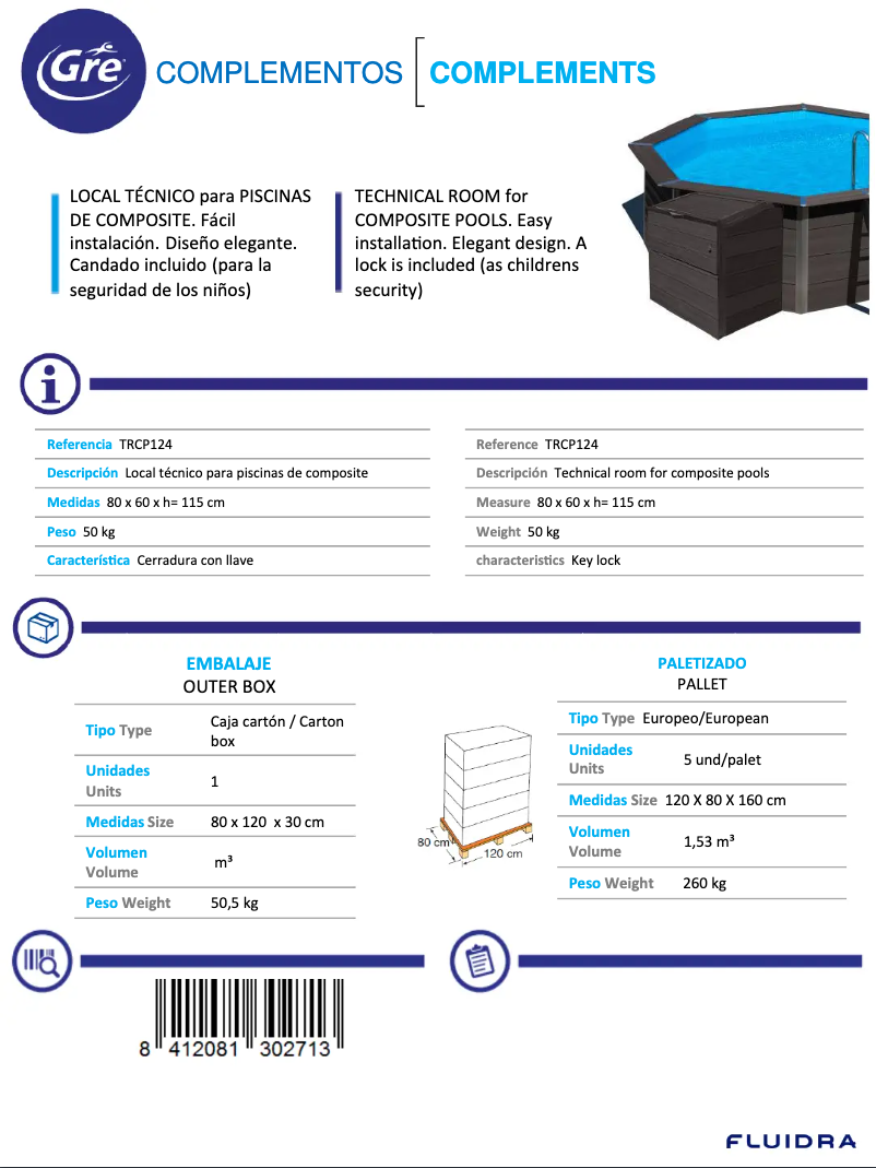 Page 1 of the manual Technical Sheet Gre TRCP124