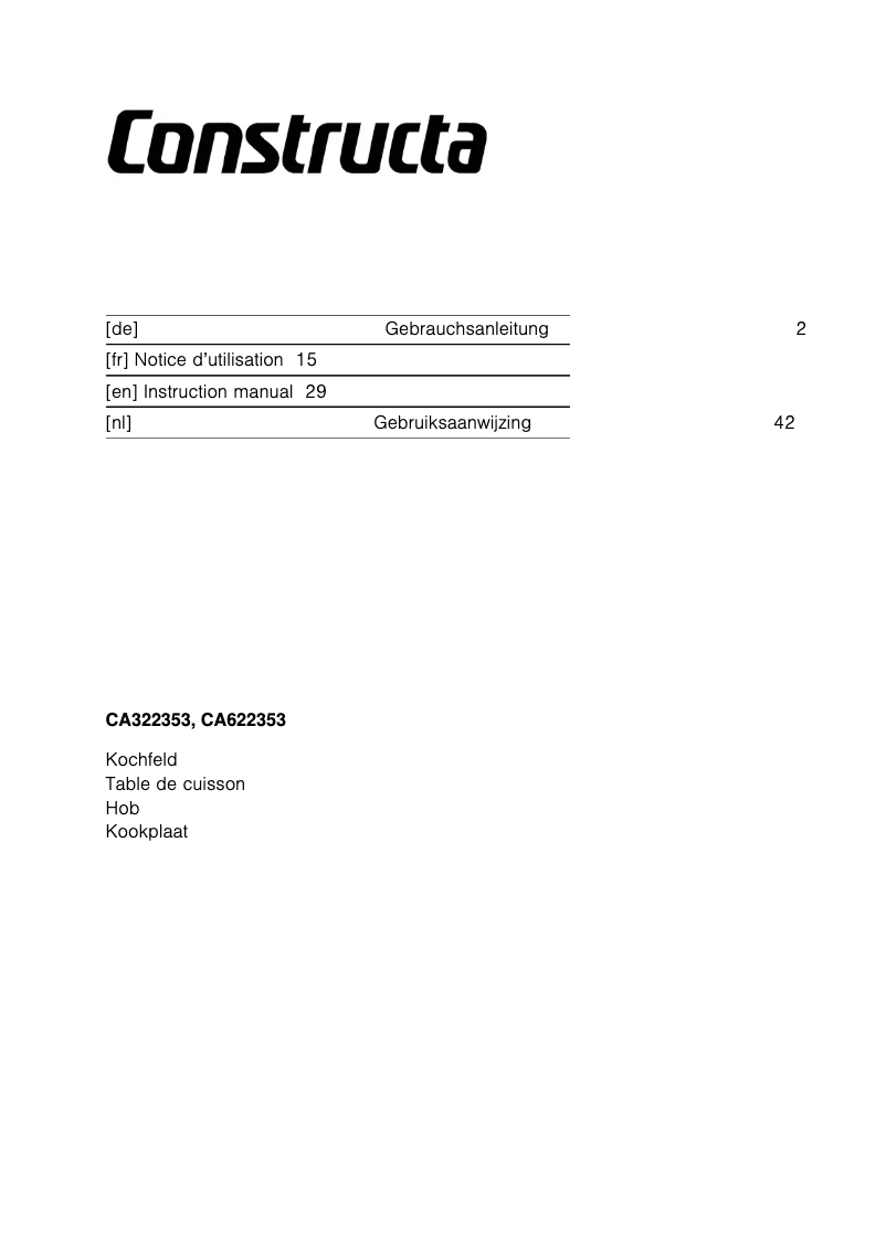 First page image of the manual for CA622353