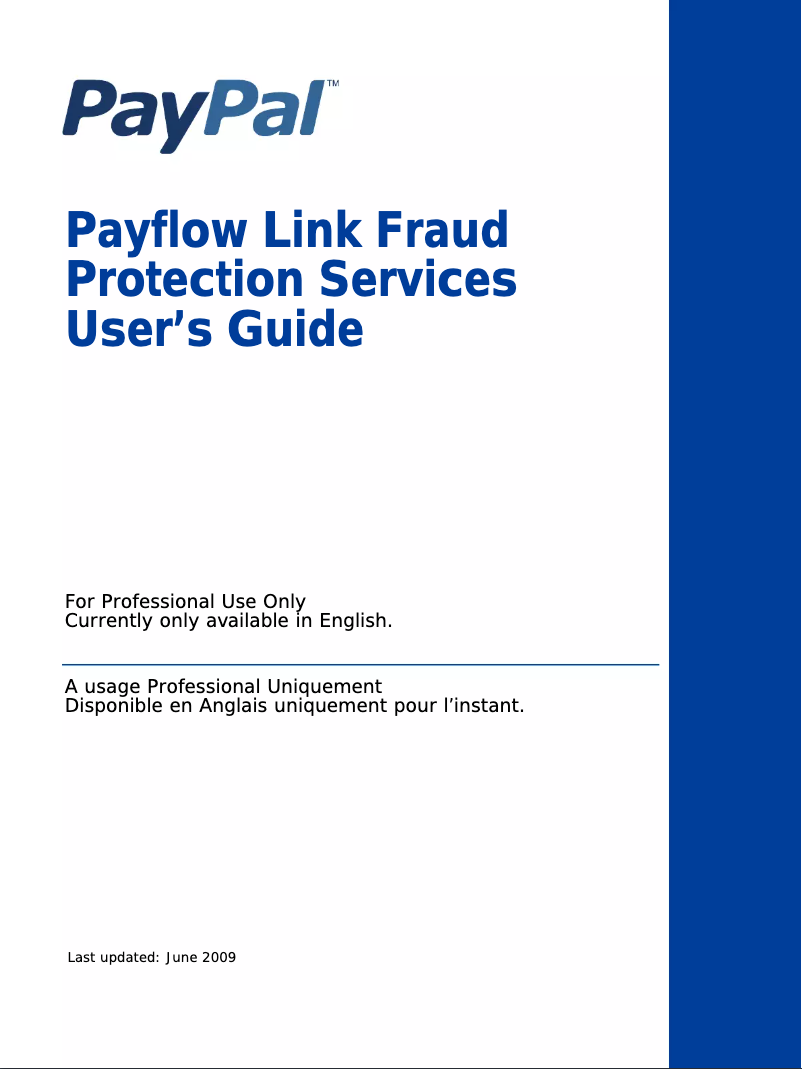 Page 1 of the manual User Manual PayPal Payflow (2009)