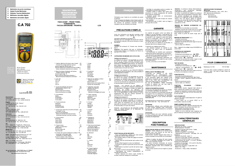 First page image of the manual for C.A 702
