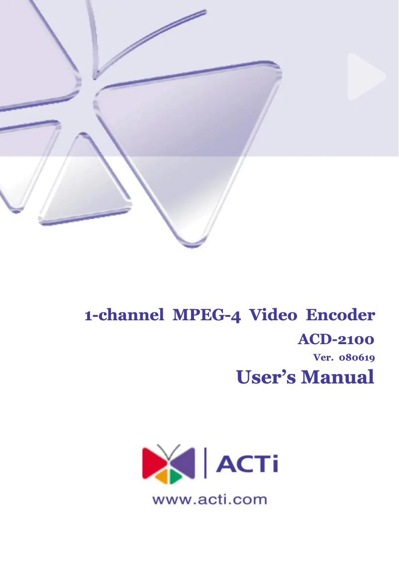First page image of the manual for ACD-2100