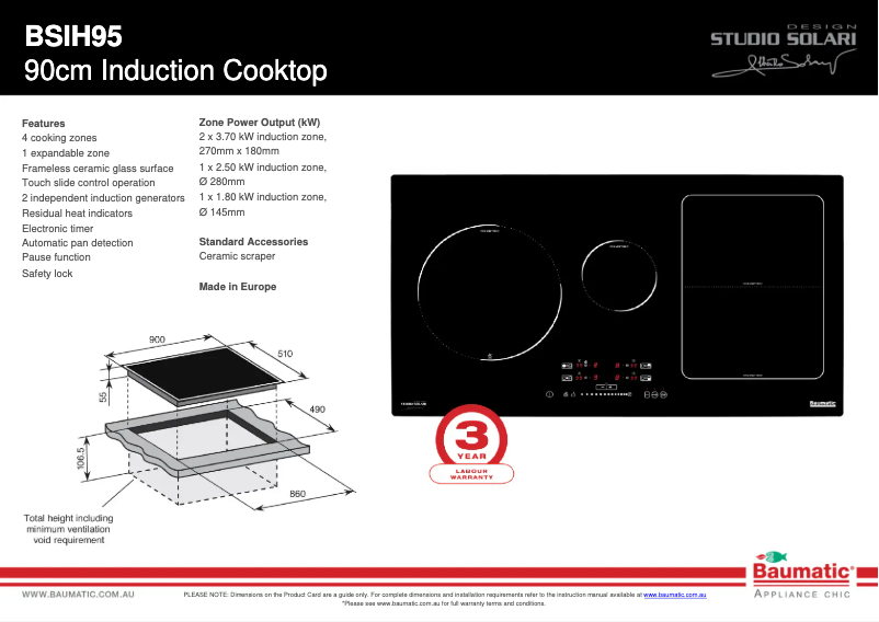 Page 1 of the manual Technical Sheet Baumatic BSIH95