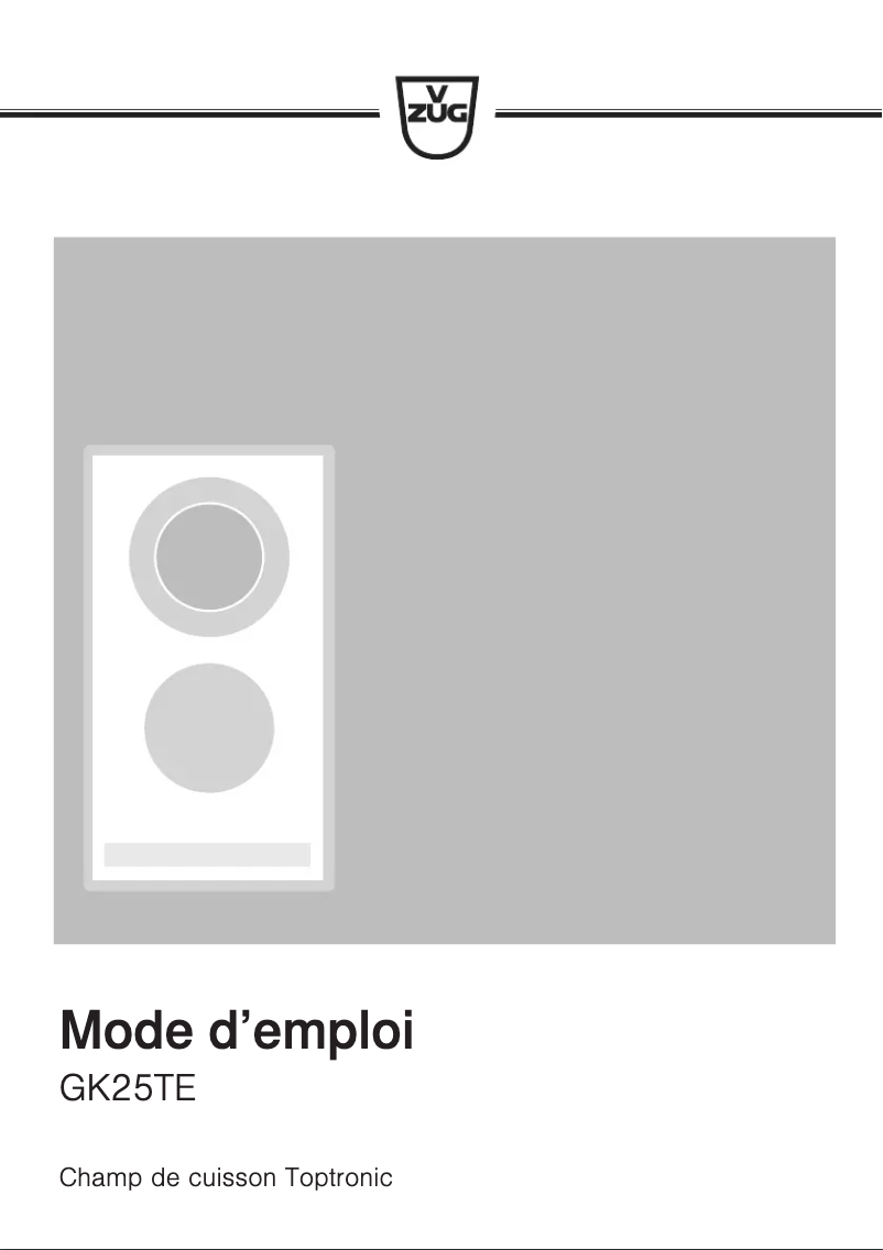 Page 1 of the manual User Manual V-Zug GK25TE