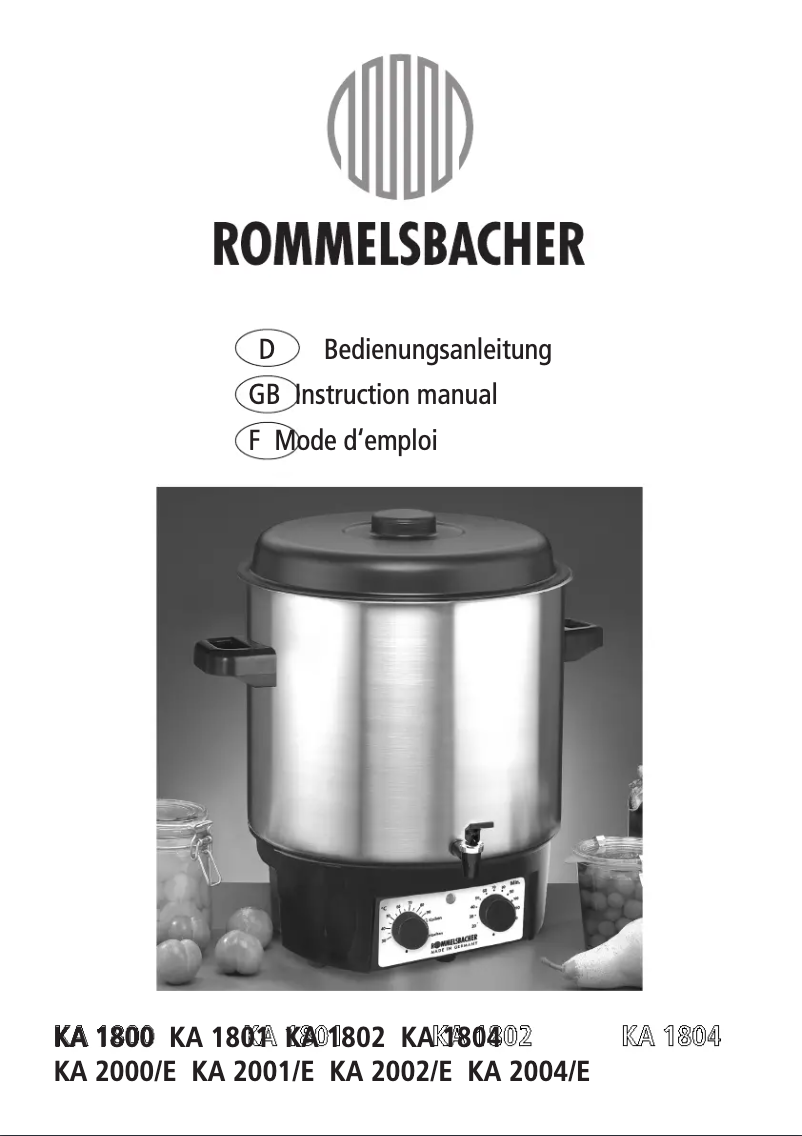 Page 1 of the manual User Manual Rommelsbacher KA 1802