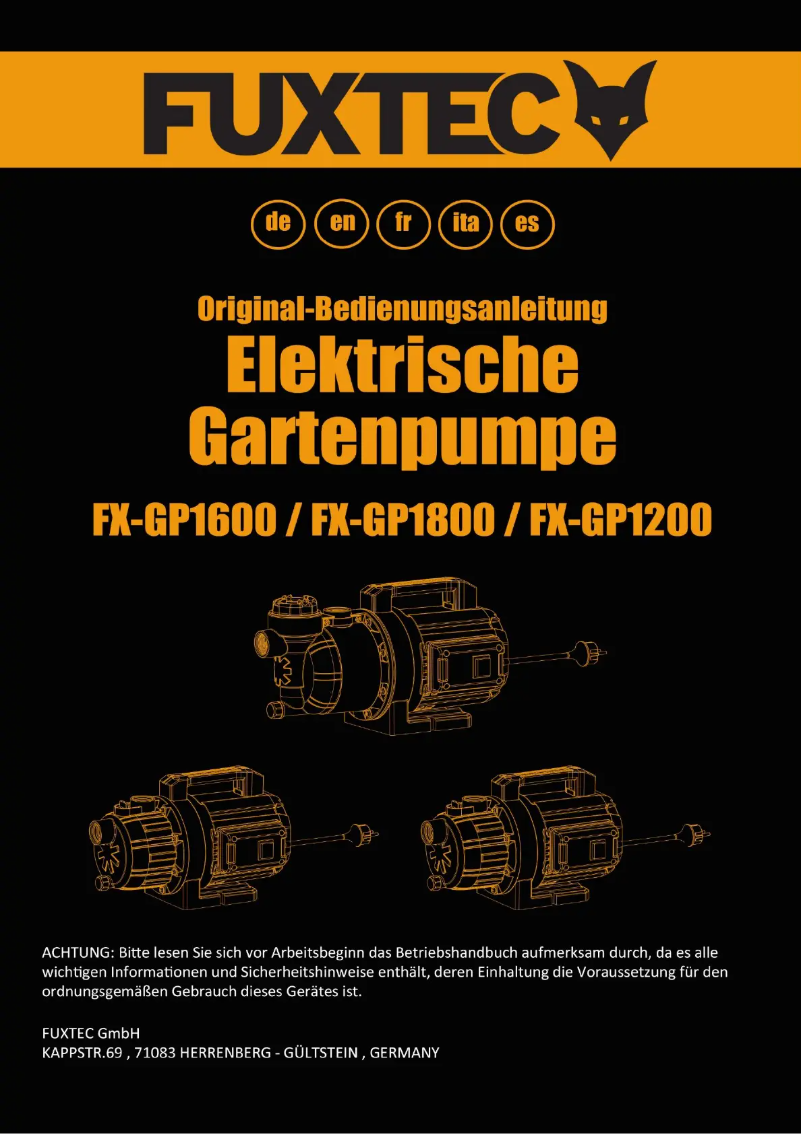 Page 1 of the manual User Manual Fuxtec FX-GP1200