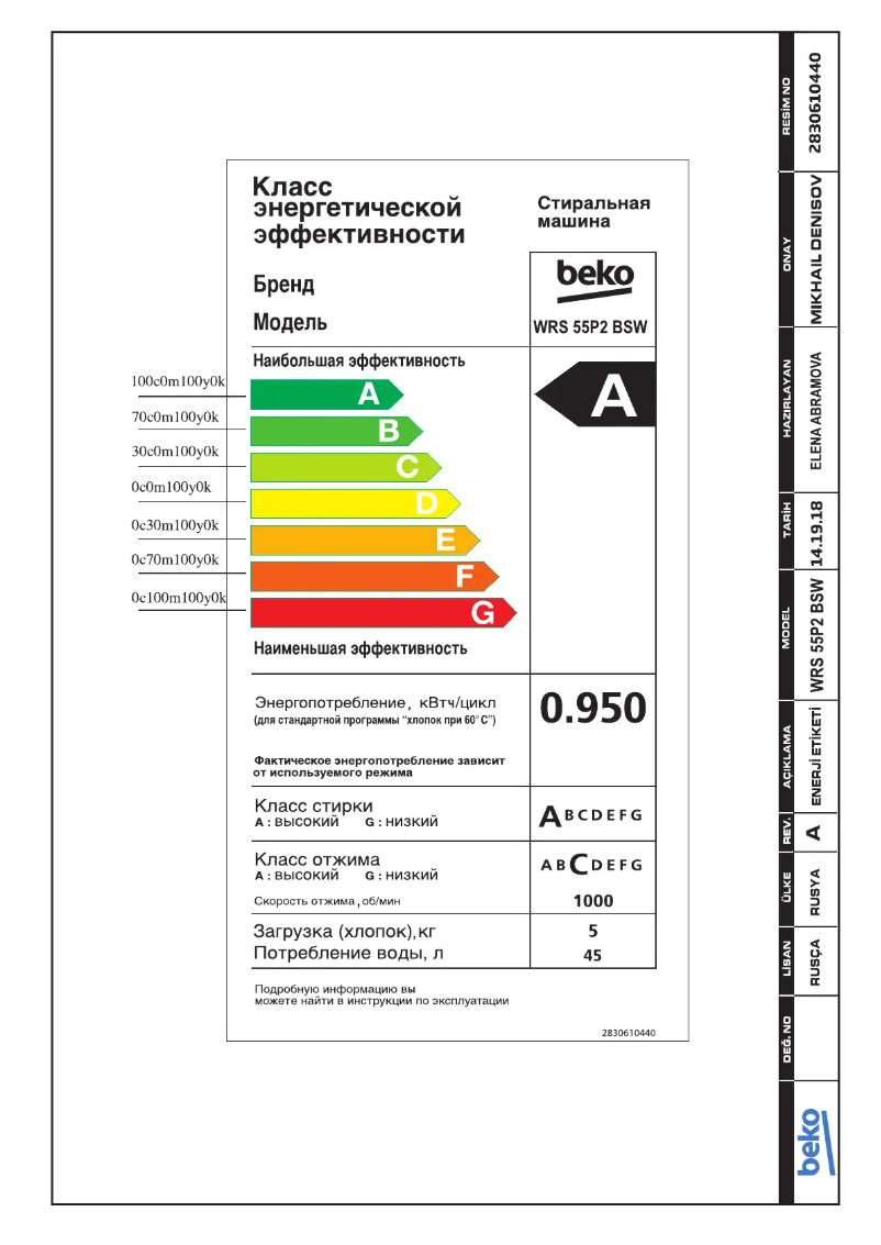 Page 1 of the manual User Manual Beko WRS 55P2 BSW