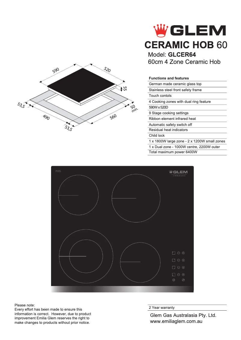 Page 1 of the manual Technical Sheet Glem Gas AOLGLEMPK2