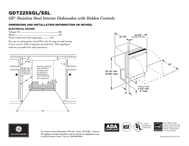 First page image of the manual for GDT225SGLBB