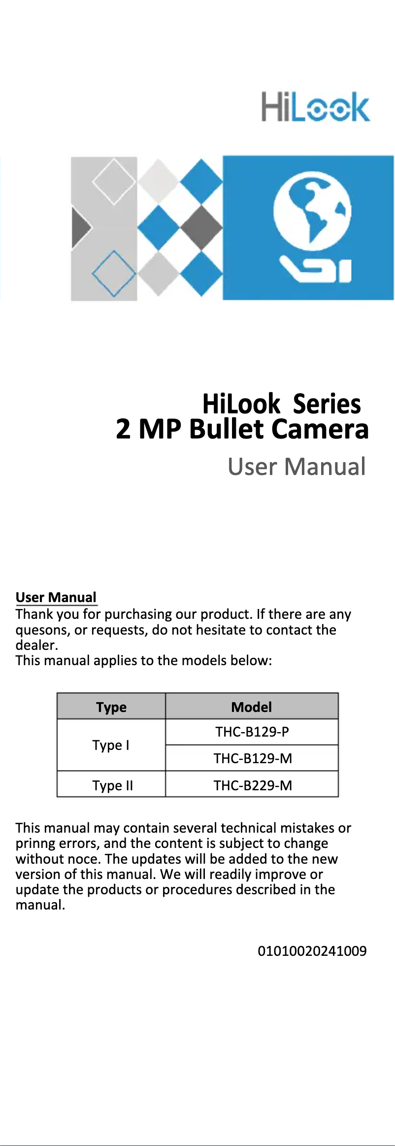 Page 1 of the manual User Manual Hikvision THC-B129-P