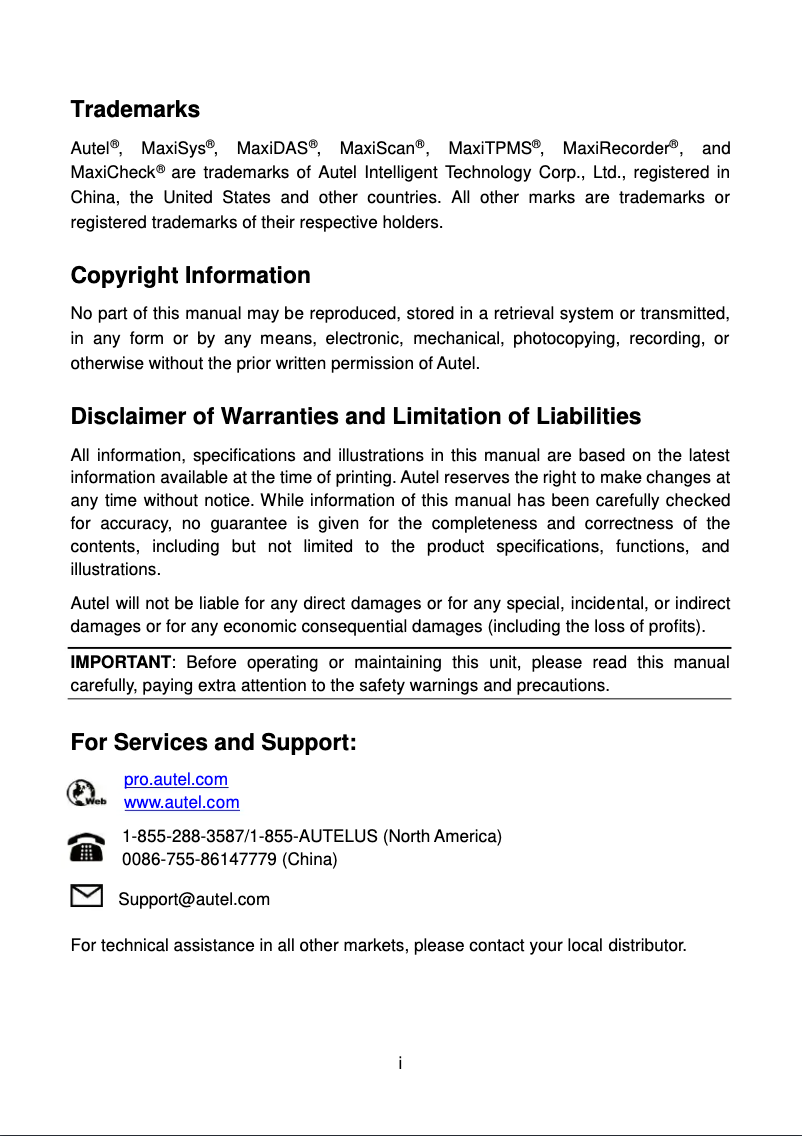 Page 1 of the manual User Manual Autel MaxiSys MS906