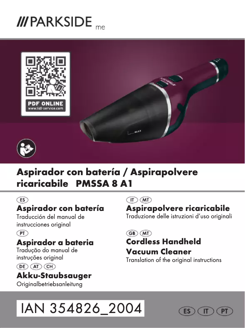 First page image of the manual for PMSSA 8 A1