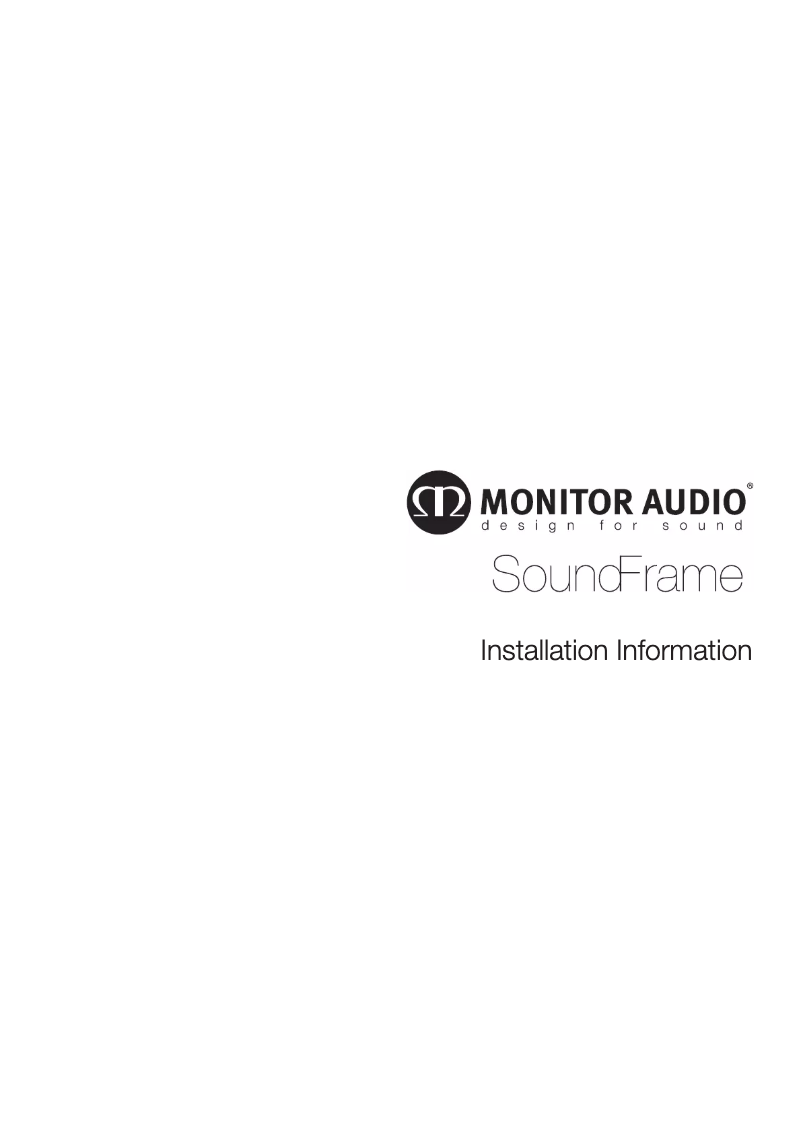 Page 1 of the manual User Manual Monitor Audio SoundFrame SF2
