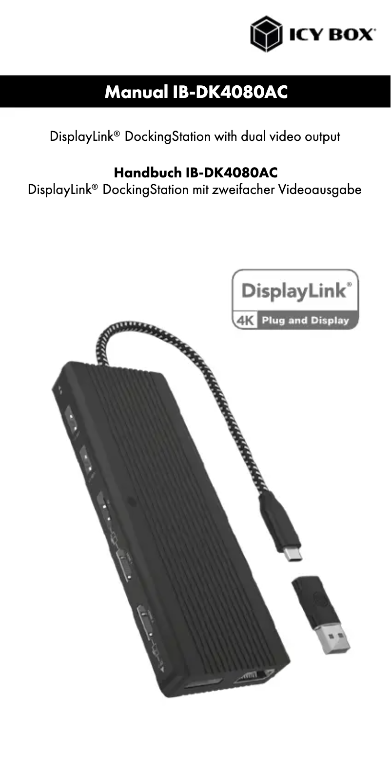 Page 1 of the manual User Manual Icy Box IB-DK4080AC