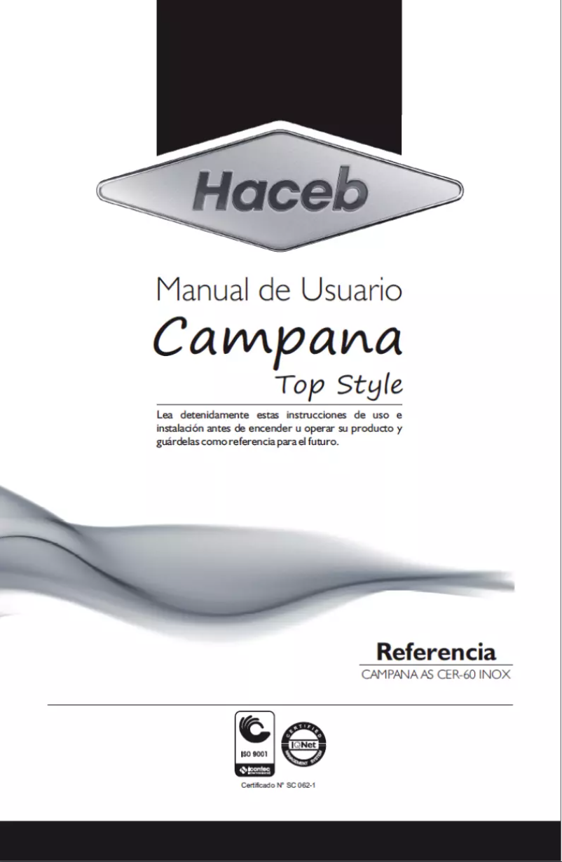 Page 1 of the manual User Manual Haceb Assento CER 60